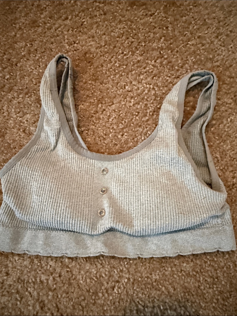 Light Blue Ribbed Button-Front Bralette